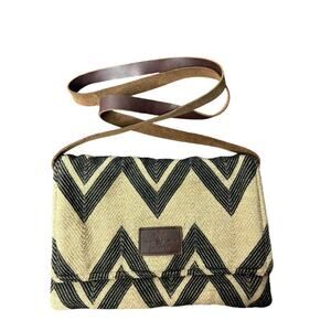 The Sassy Sparrow Cloth Crossbody Purse black tan clutch crossbody leather strap